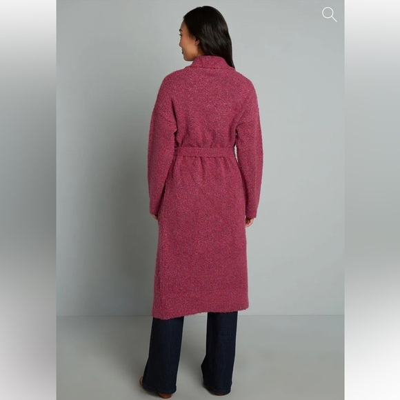 NWT ModCloth Long Line Plush Pink Belted Cardigan/ Robe Sz 2X - Picture 4 of 4